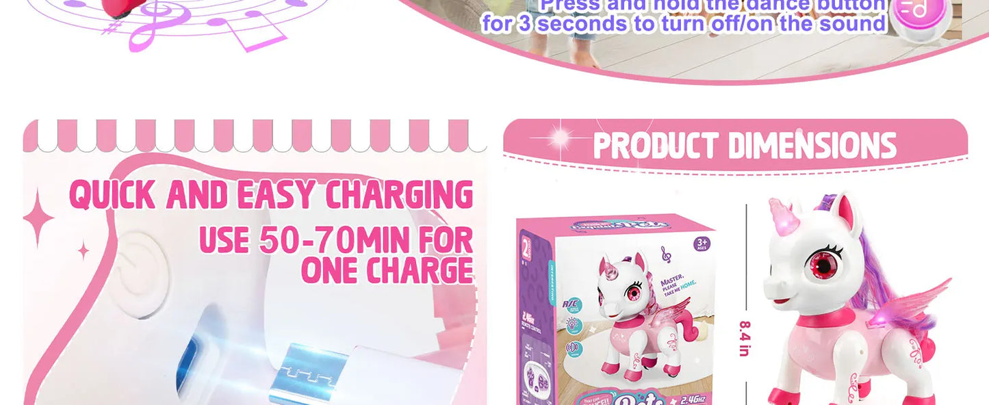 Unicorn Toys for Girls, Remote Control Robot Toys, Dancing Pets, Robot Toys for Kids