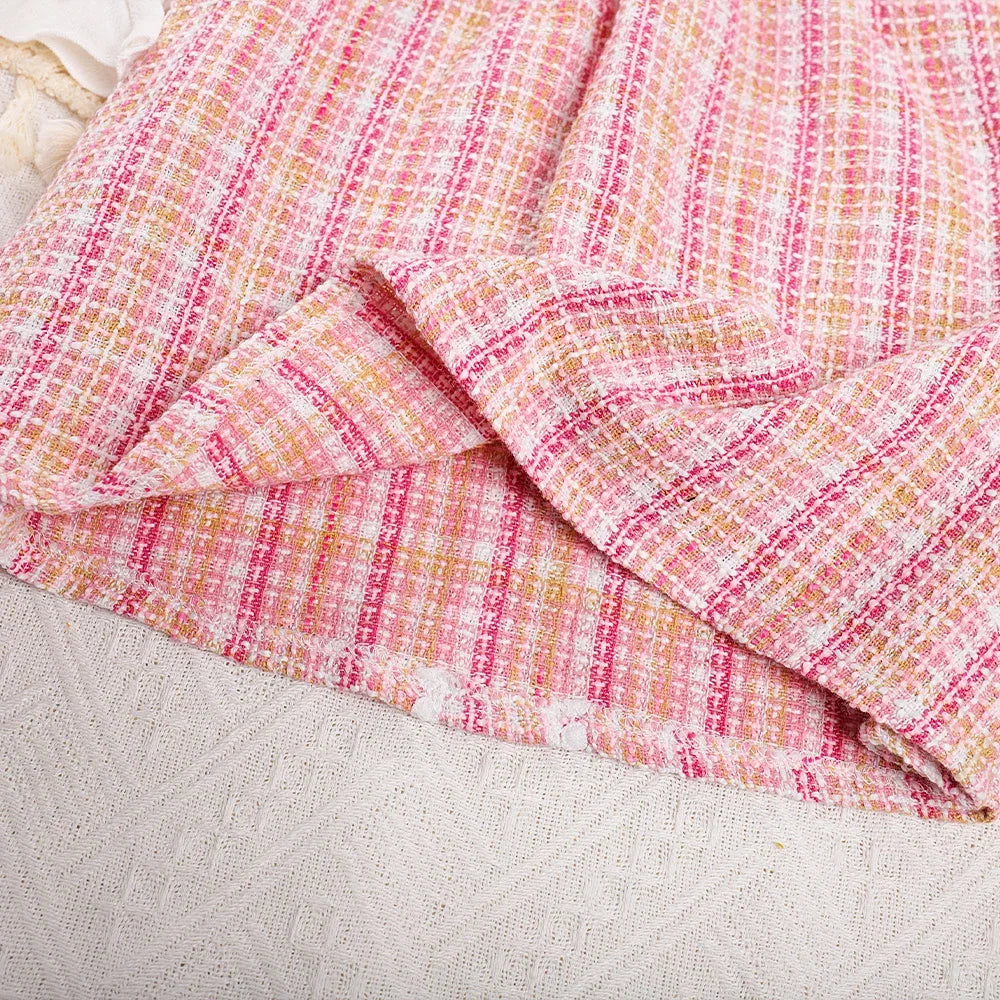 Menoea Girls' Dress 2023 Autumn New Girls' Plaid Round Neck Dress