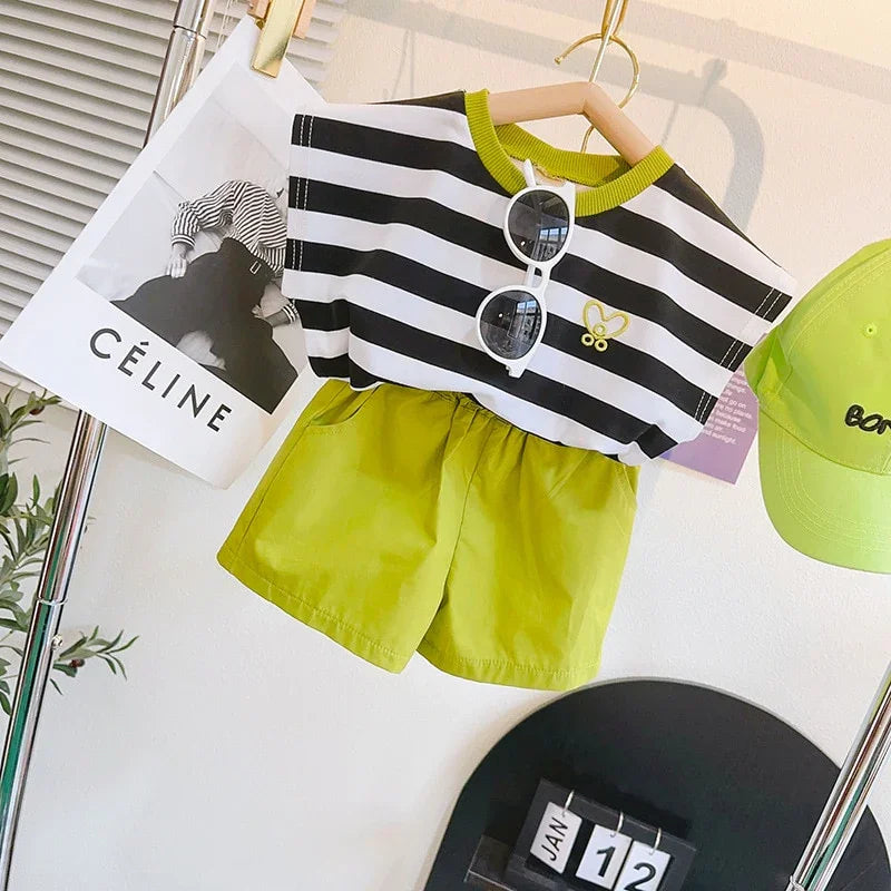 Angelica Girls Clothing Summer Short Sleeve Children Two Piece Set - GuGuTon baby store - Baby Fashion - Toddlers Outfits - Babies Outfits - Toddler Clothes - Kids Clothing - Newborn Clothes - Newborn Wear - Kids Wear - Trending Clothes - Trending Outfits - Fall Fashion - Winter Fashion - Girls Clothes - Boys Clothes - Babies Wear - Kids Accessories - KidsWear - Summer Clothes - Summer Fashion - Summer Trend - Falls Sweaters - Tops - Bottom - Jeans - Blouse - Dresses - Newborn Dresses - Toys