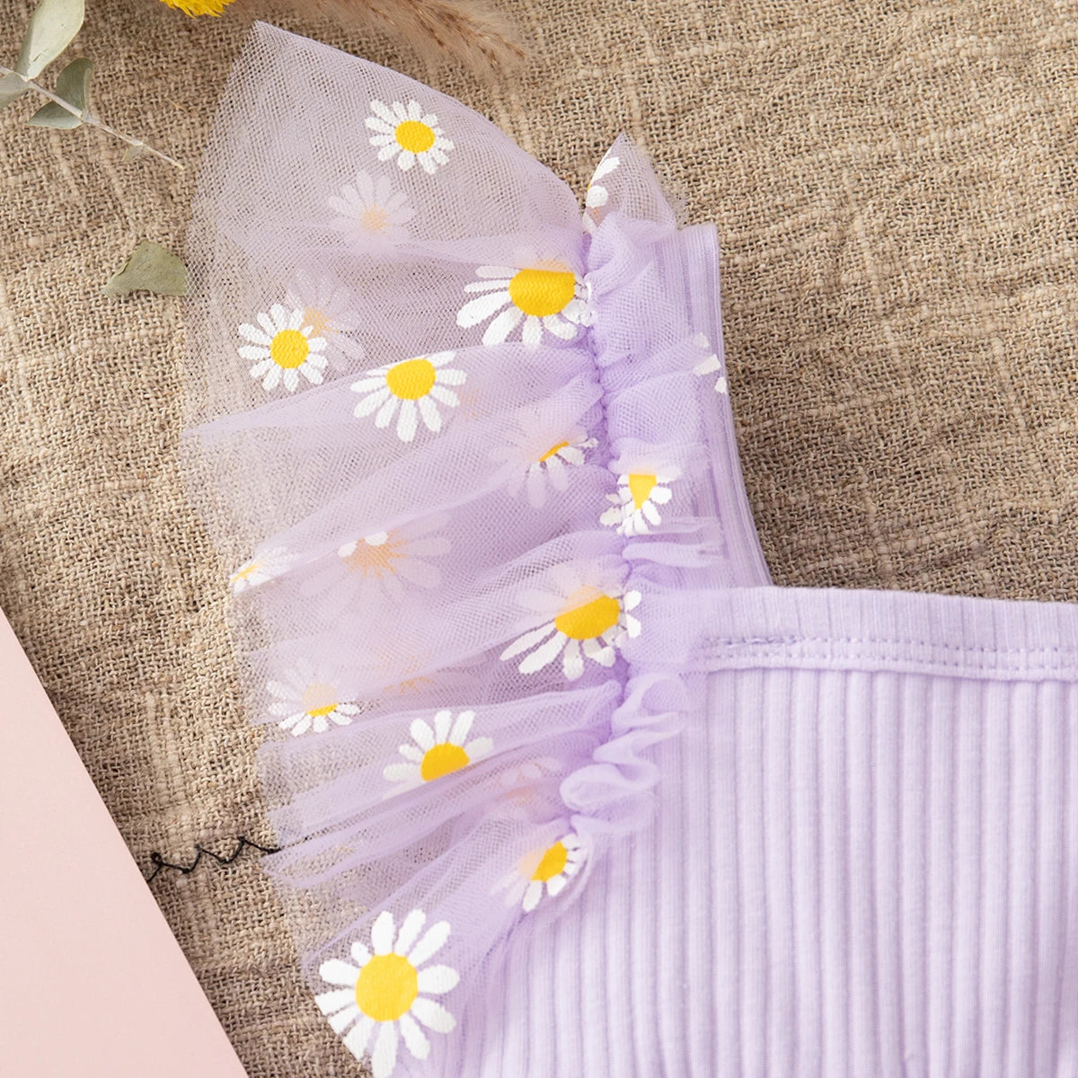 Baby Girl Dress Fashion Daisy Print Mesh Princess Dress Soft Comfortable Baby Outing Dress