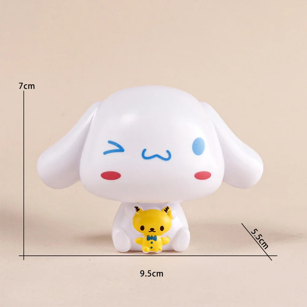 Hello Kitty Kuromi Melody Cinnamoroll Action Figure Toys Dolls Model Ornament Desktop Sanrio Birthday Gifts Cake Decoration Gift