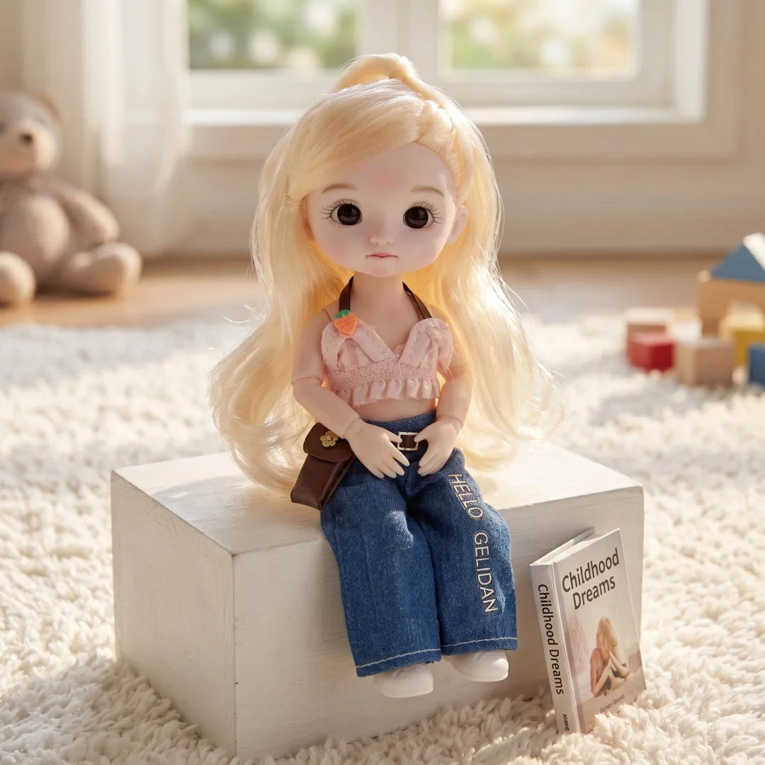 1/12 15-17cm BJD Dolls Cute Princess Dress Up Doll 13 Movable Joint 3D Eyes Toy Kids Doll Toys for Girls Birthday Xmas Gifts
