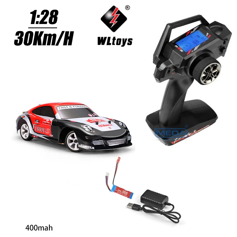 Wltoys 284010 30Km/H Mosquito RC Car 2.4GHz Off-Road RTR Rally Drift Car 4WD 1/28 V2/LCD/V8 Remote Control High Speed Racing