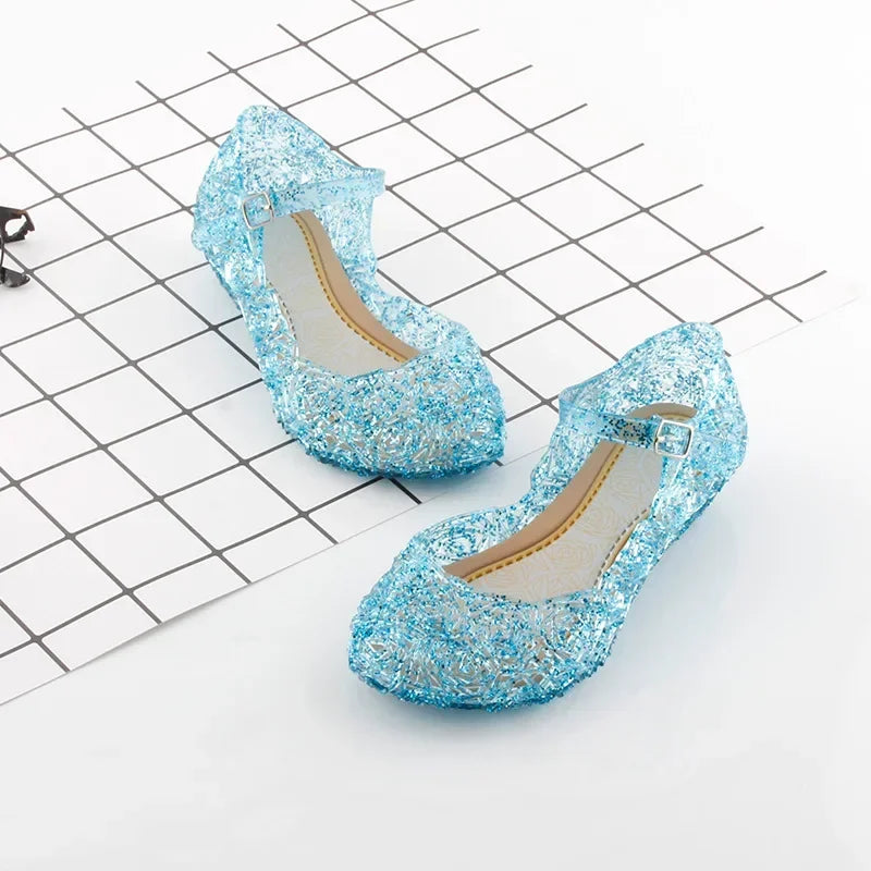 Elsa Princess Crystal Shoes for Girls 2024 New Fashion Kids Birthday Casual Sandals Shoes Baby Wedding Party Shoes