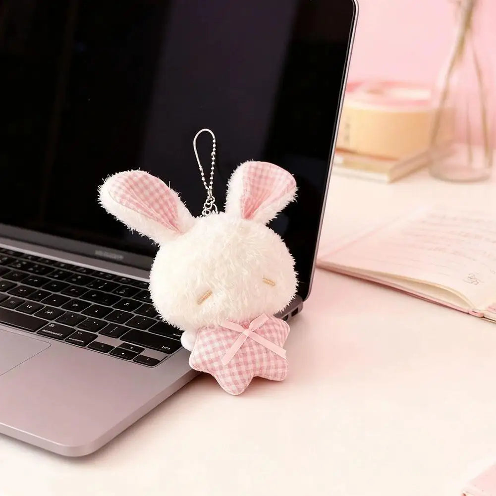 Kawaii Mini Bunny Plush Keychain Cute Angel Rabbit Stuffed Toy Soft Animal Bag Pendant Decor for Kids Girls Gift