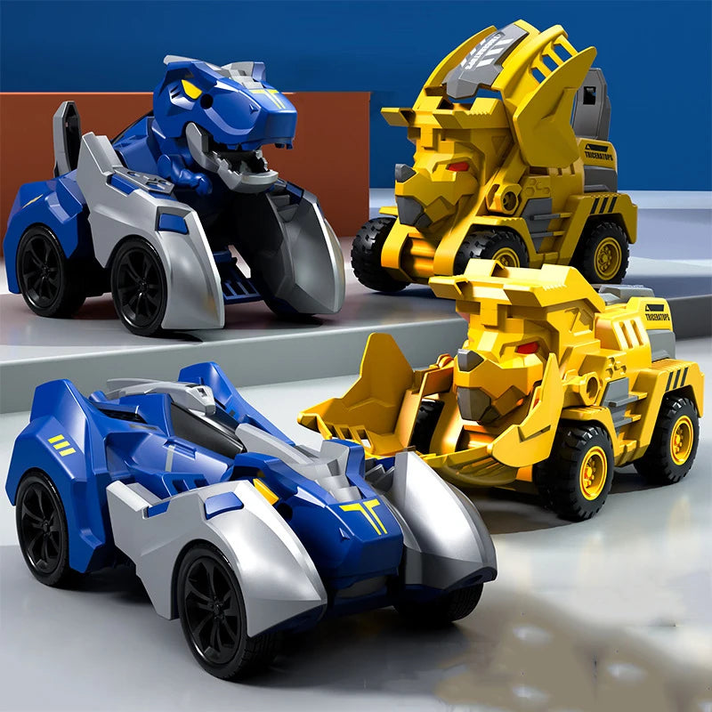 2 In 1 Transforming Dinosaur Car Automatic Transform Robot Diecasts