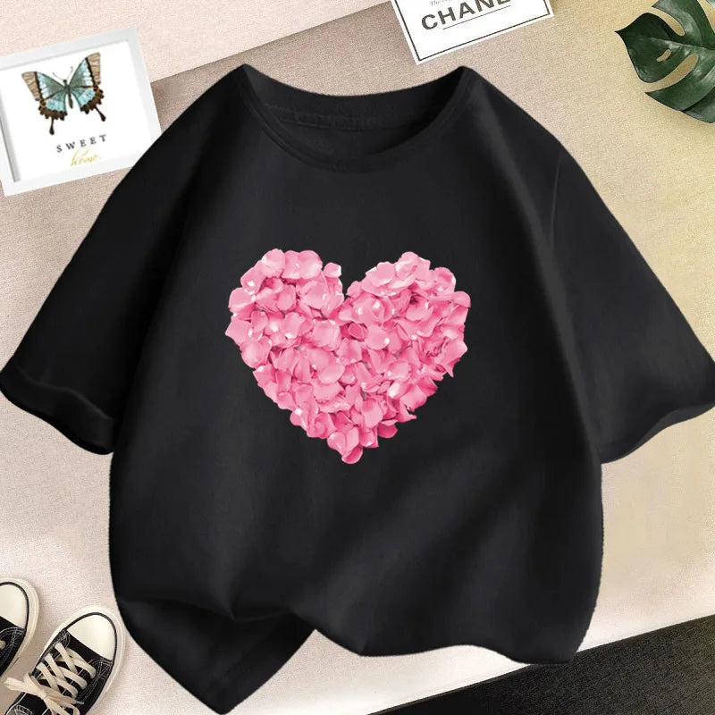Abigail Pink Heart Flower Print Girls Tshirt Casual Cute T-Shirt Fashion - GuGuTon baby store - Baby Fashion - Toddlers Outfits - Babies Outfits - Toddler Clothes - Kids Clothing - Newborn Clothes - Newborn Wear - Kids Wear - Trending Clothes - Trending Outfits - Fall Fashion - Winter Fashion - Girls Clothes - Boys Clothes - Babies Wear - Kids Accessories - KidsWear - Summer Clothes - Summer Fashion - Summer Trend - Falls Sweaters - Tops - Bottom - Jeans - Blouse - Dresses - Newborn Dresses - Toys
