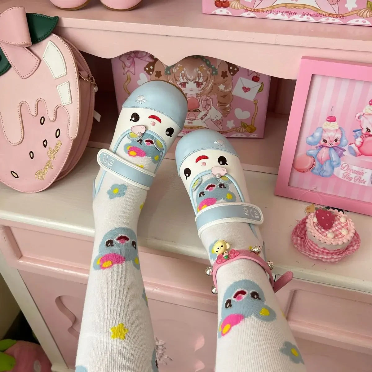 Summer Autumn New Sweet Girl Cute Indoor Round-toe Shoes Japanese Cartoon Mp Jojifuku Lolita Flat Shoes Y2k Accessories