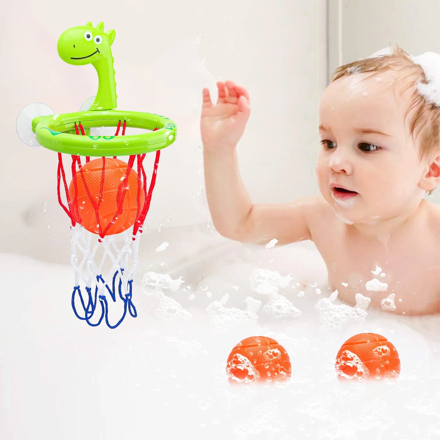 Baby Bath Toy Children Water Play Toys Set Bathroom Bathtub Suction Cup Shooting Basketball Hoop
