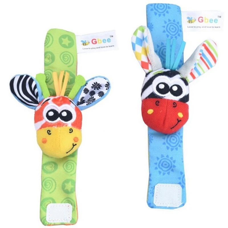 Baby Wrist Rattles Socks Newborn Animal Socks Infants Foot Finder 0-12 Months