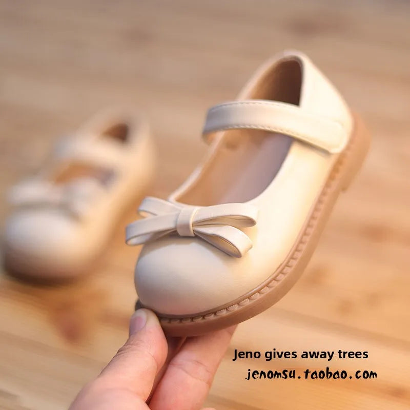 Little Girls Shoes Spring Autumn Kids Soft PU Leather Shoes for Girl School Mary Jane Cute Sweet Flats Shoes  Beige, Black