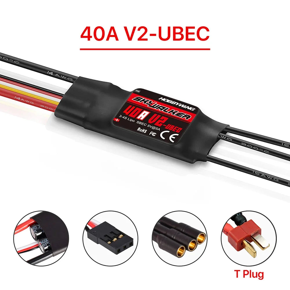 Hobbywing Skywalker V2 20A 30A 40A 50A 60A 80A 100A Brushless ESC BEC Speed Controller With Reverse Break For RC Fixed Wing