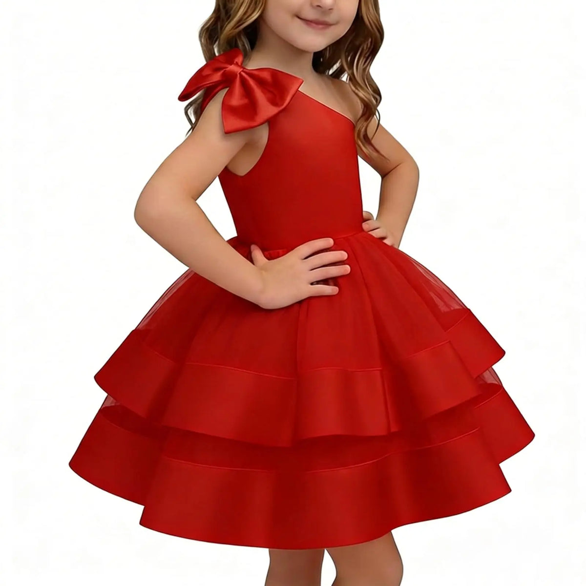 Toddler Baby Girl Pageant Dress Girls Flower Girl Dress Sleeveless One Shoulder Birthday Party Formal Prom Dress