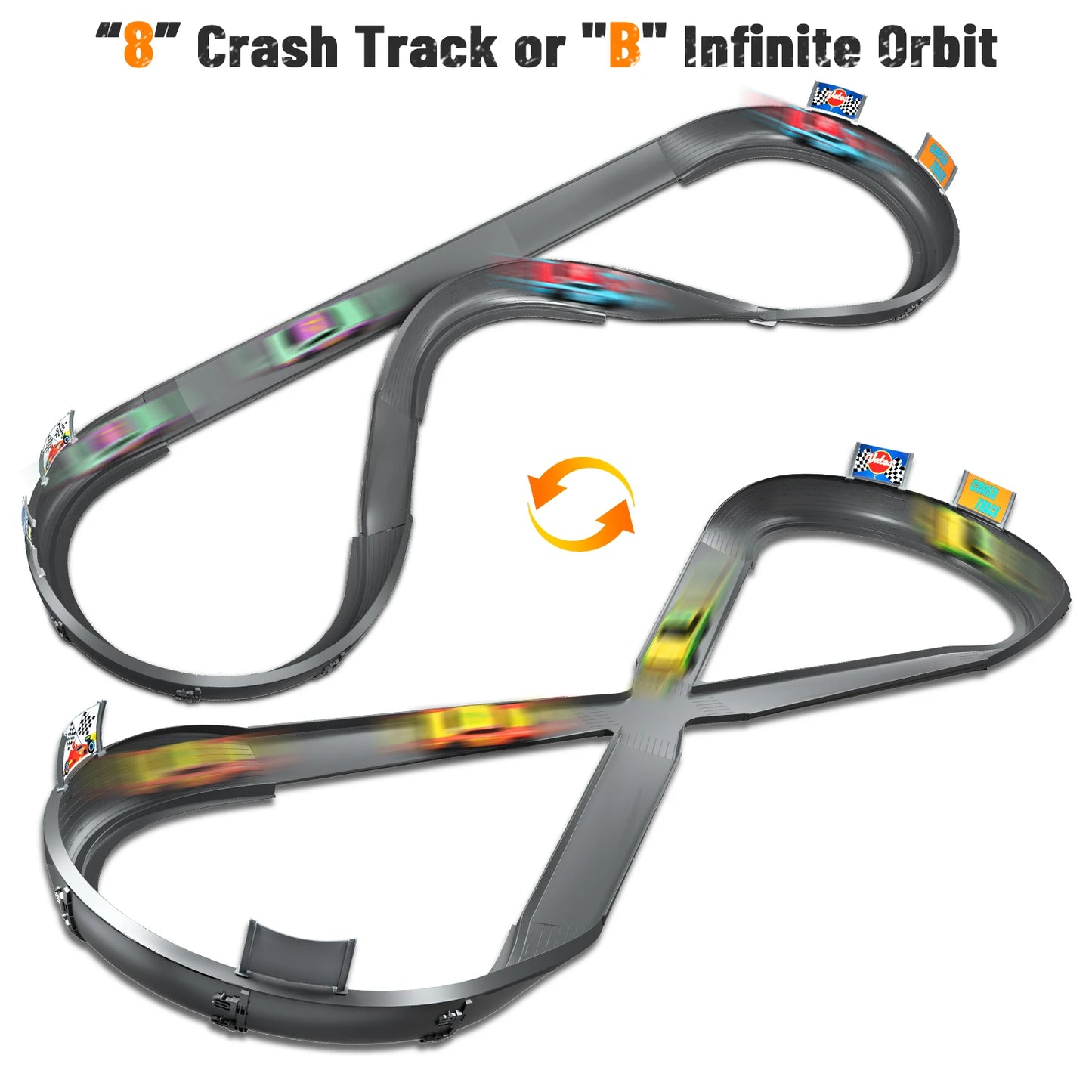 VATOS CRASH RACERS Track Speed Collision Racing Car Set Rechargeable Cars