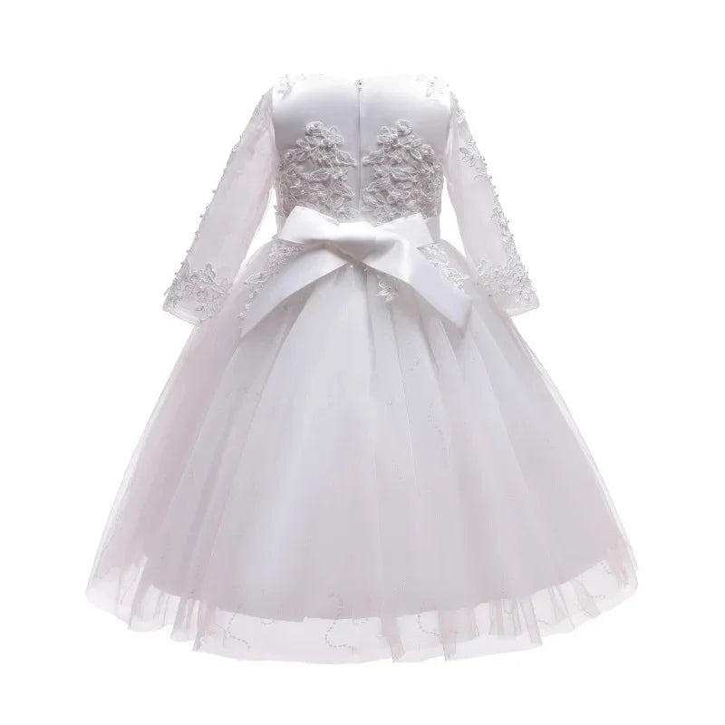 Flower Girl Wedding Long Sleeve Bridesmai Dress