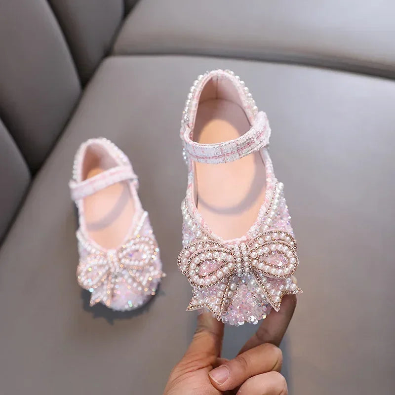 Kids Girls Sandals Fashion Sequins Rhinestone Bow Girls Princess Baby Girl Shoes