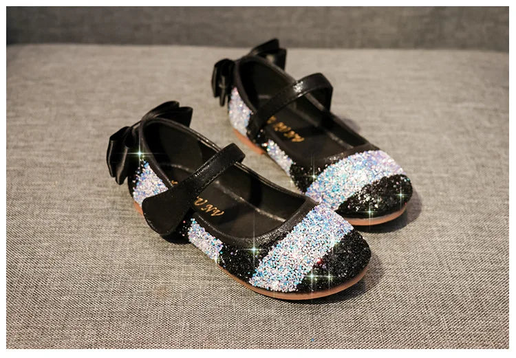 Girl Shoes Spring New Girls Soft Sole Leather Shoes Rainbow Sequins Dress Princess Shoes Kids Shoe Mary Jane Shoe Zapatos Niña