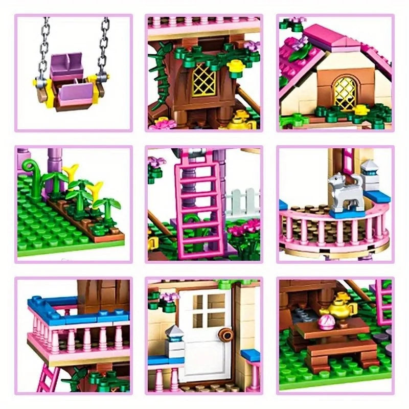504pcs Friends City Tree House Summer Holiday Villa Castle Building Blocks Sets Figures Garden DIY Toys for Kids Girl Birthday