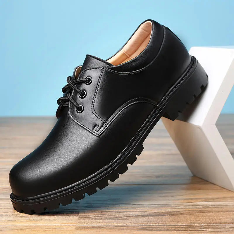 Soft Bottom School Shoes for Boys Middle School Student British Black