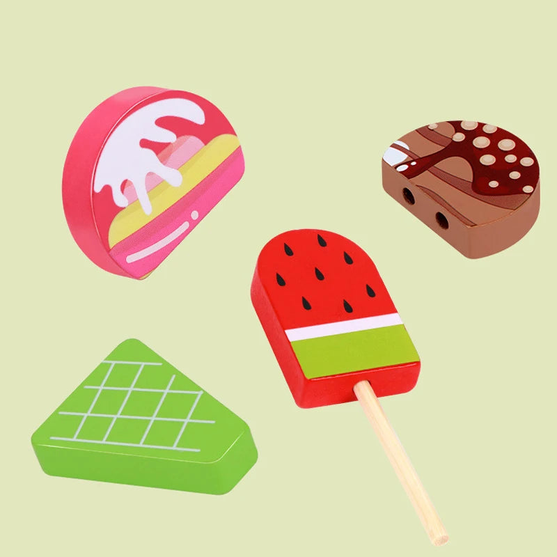 Wooden Ice Cream Toys, Playing House Toy, DIY Ice Cream Game, Parent-child Interactive Board Games, Gifts For Boys And Girls