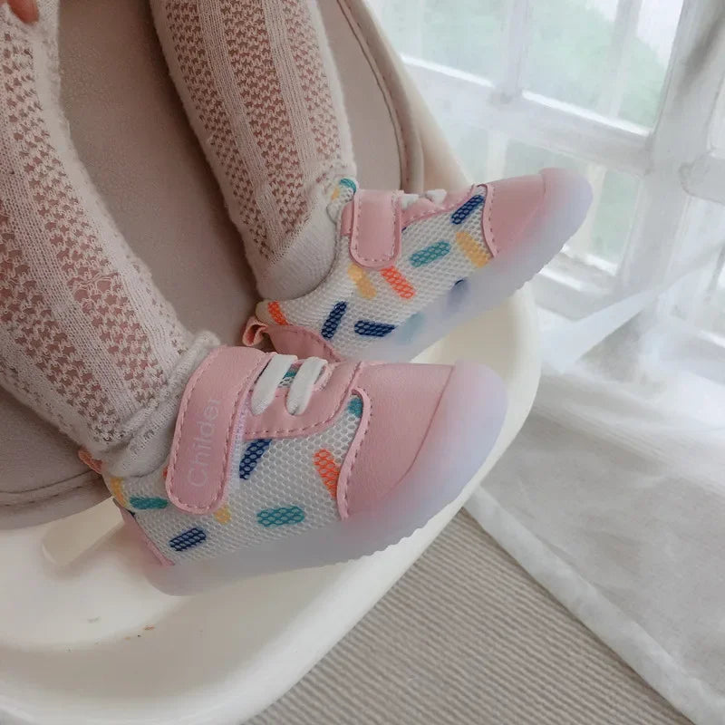Boys/Girls Baby Walking Shoes 2025 Spring/Autumn New 0-2 Year Old Shoes Soft Sole Mesh Breathable Baby Shoe Nude Shoe Bebê أحذية