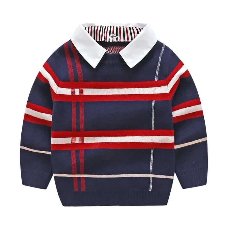 Lebron Jacquard Striped Pullover Knitted Sweater - GuGuTon baby store - Baby Fashion - Toddlers Outfits - Babies Outfits - Toddler Clothes - Kids Clothing - Newborn Clothes - Newborn Wear - Kids Wear - Trending Clothes - Trending Outfits - Fall Fashion - Winter Fashion - Girls Clothes - Boys Clothes - Babies Wear - Kids Accessories - KidsWear - Summer Clothes - Summer Fashion - Summer Trend - Falls Sweaters - Tops - Bottom - Jeans - Blouse - Dresses - Newborn Dresses - Toys