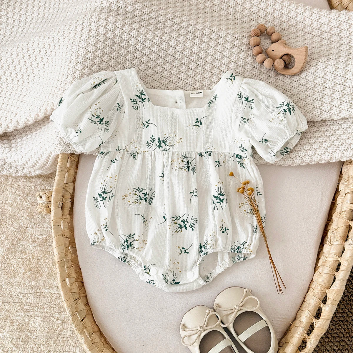 Puff Sleeve Garden Romper