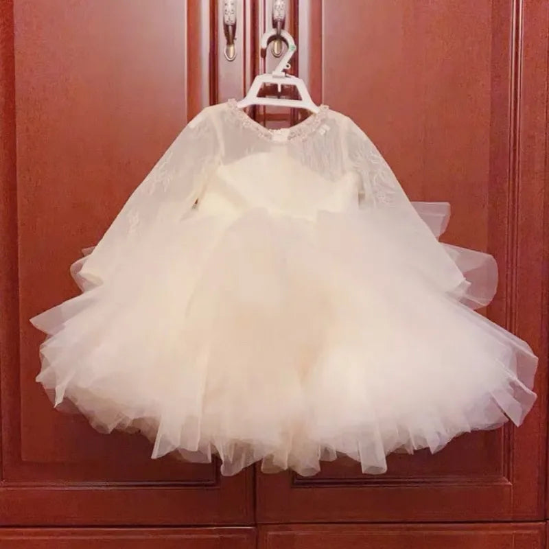Fashion Baby Girl Princess Lace Tutu Dress Infant Toddler Child Long Sleeve