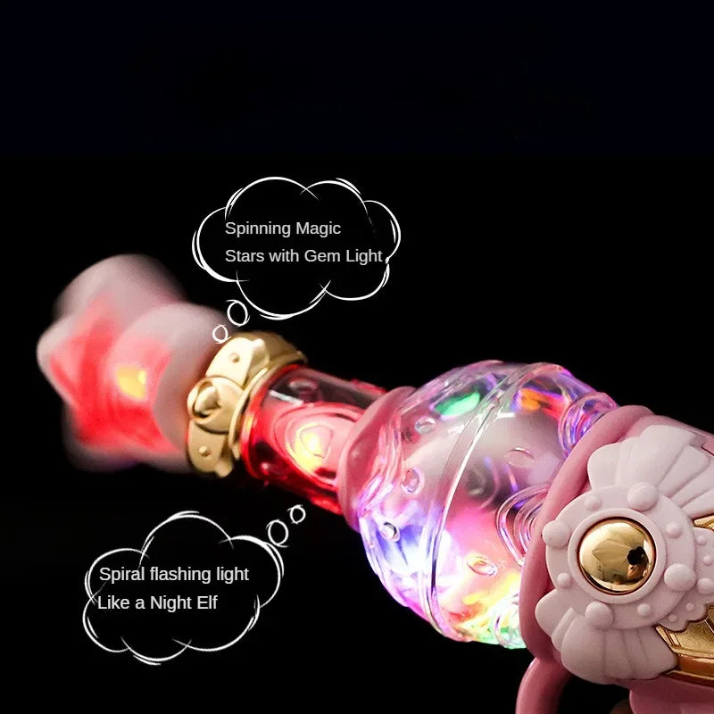Girls Magical Electric Toy Gun Sound Light Gun Twirling Star Decoration Sweet Cute Princess Toy Non-firing Kids Birthday Gifts