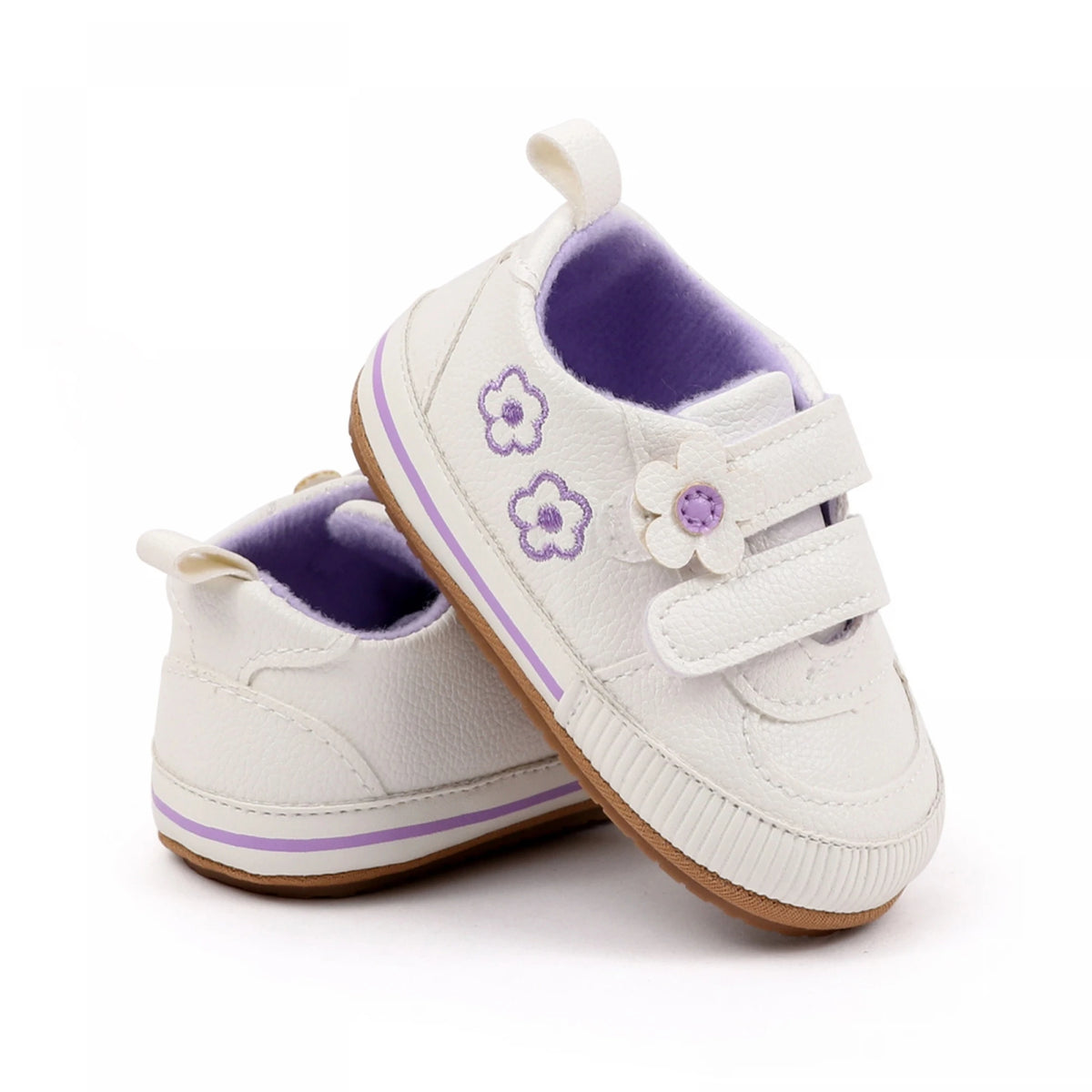 Citgeett Infant Baby Girls Shoes Soft Sole Floral Embroidery Hook-Loop Closure Non-slip Sneakers