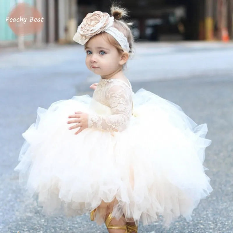 Fashion Baby Girl Princess Lace Tutu Dress Infant Toddler Child Long Sleeve