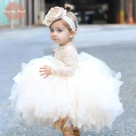 Fashion Baby Girl Princess Lace Tutu Dress Infant Toddler Child Long Sleeve
