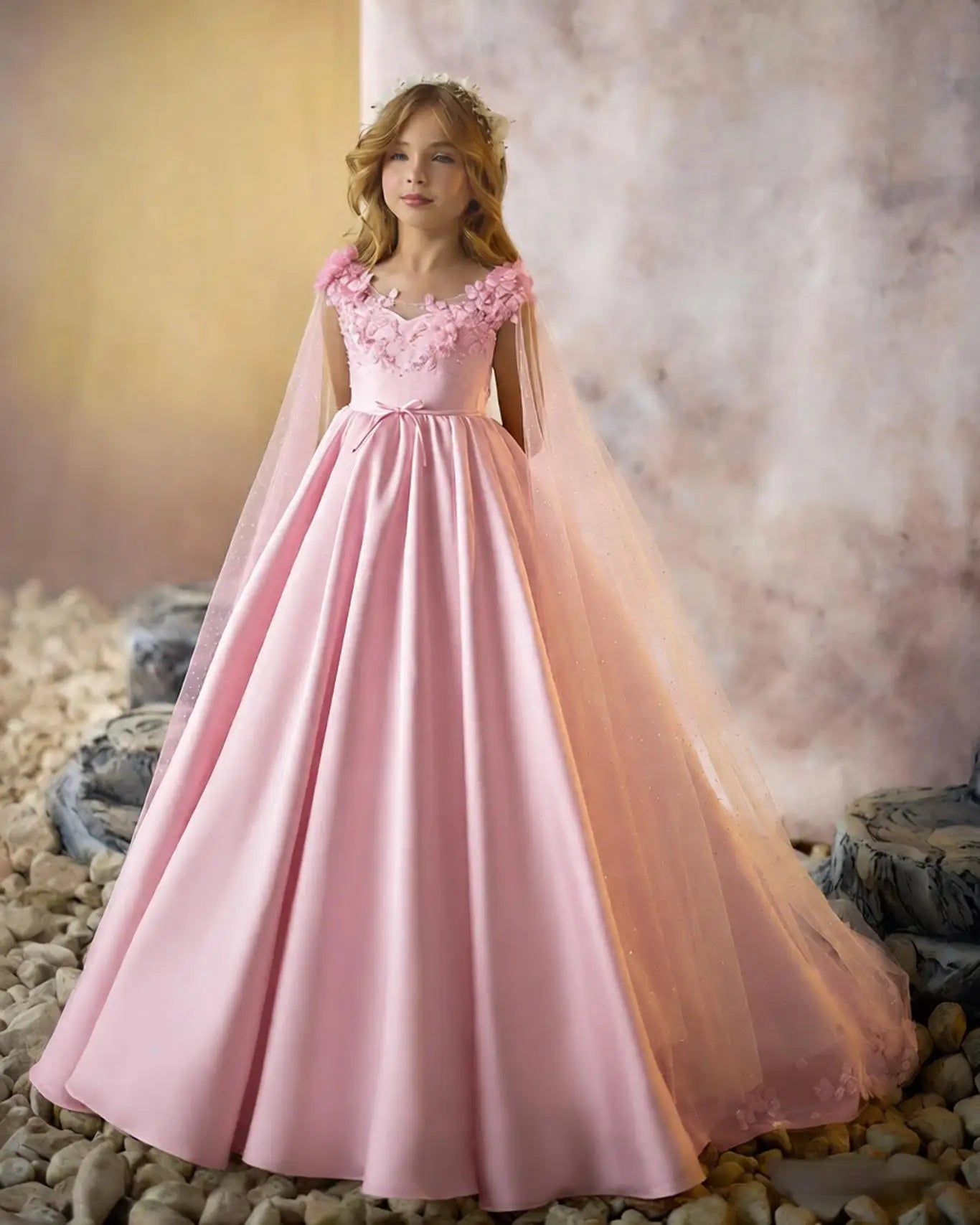 Elegant White Flower Girl Dresses With Wrap Customized Appliqued Litter Girls
