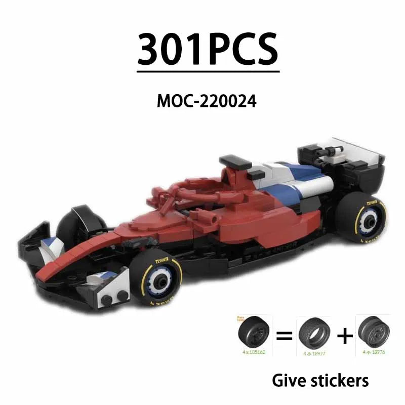 F1 Racing Car Building Blocks 8-Grid Racing Champion Vehicle (With Stickers) Children's Birthday Gift Christmas Toy Gift