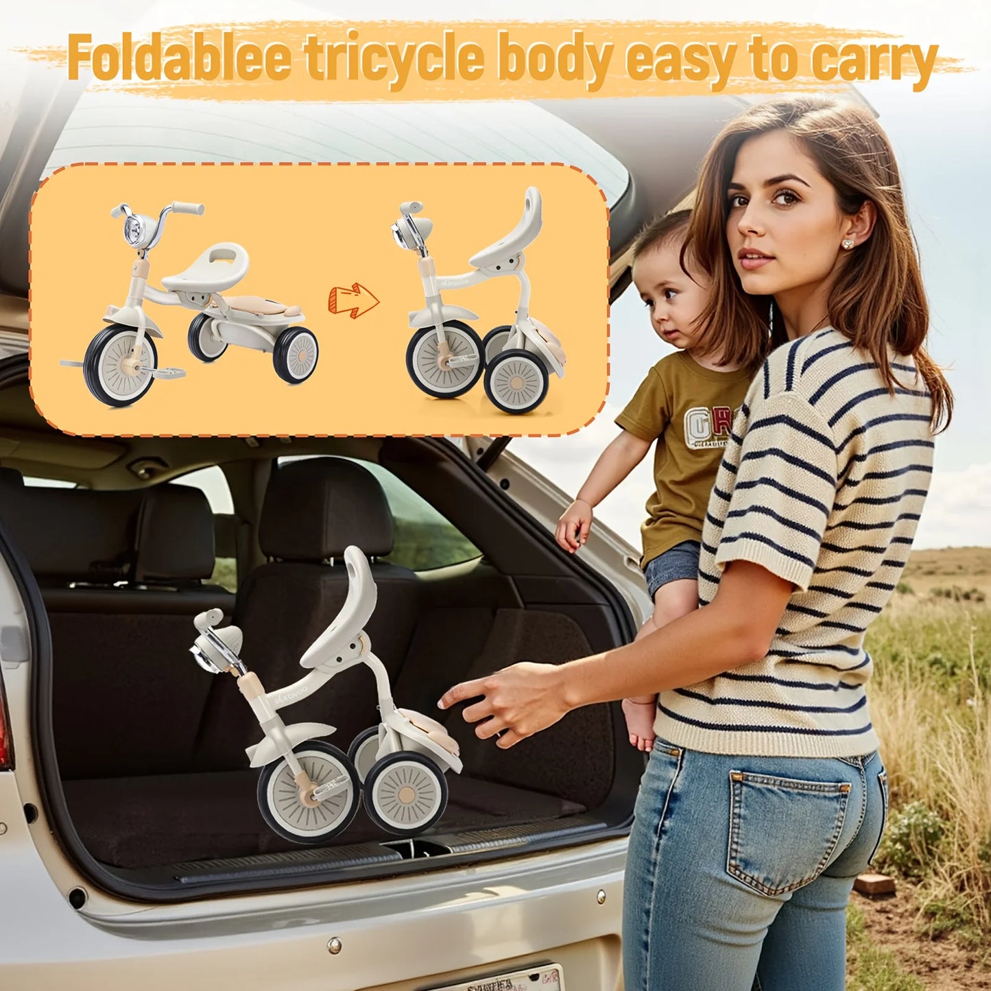 4-in-1 Kids Tricycle – 3-Wheel Baby Bicycle Toy for 1-5 Year Old Toddlers, Balance Bike Mode, Ideal Gift for Boys & Girls