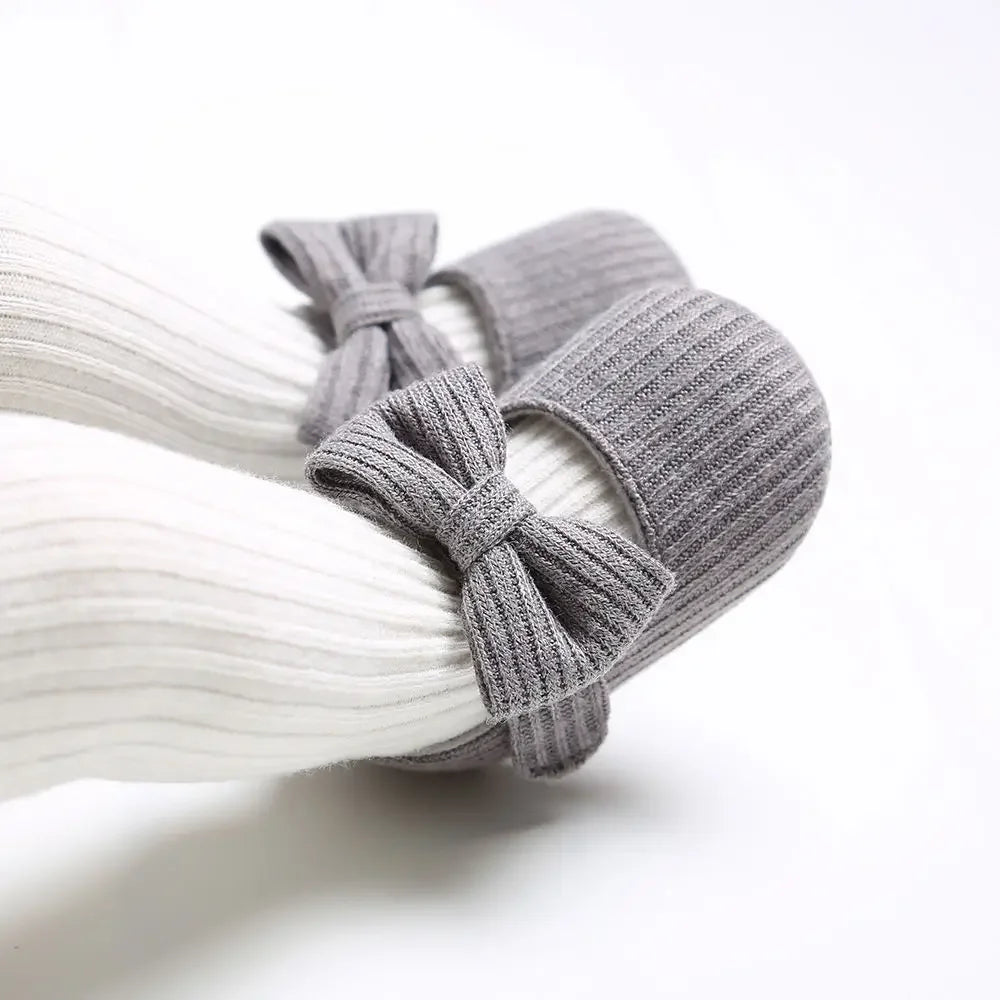 0-1 Year Baby Girl Soft Sole Shoes Infant Toddler Knitted Cute Shoes Little Girl Bow First Walkers One Year Old Baby Girl Shoes