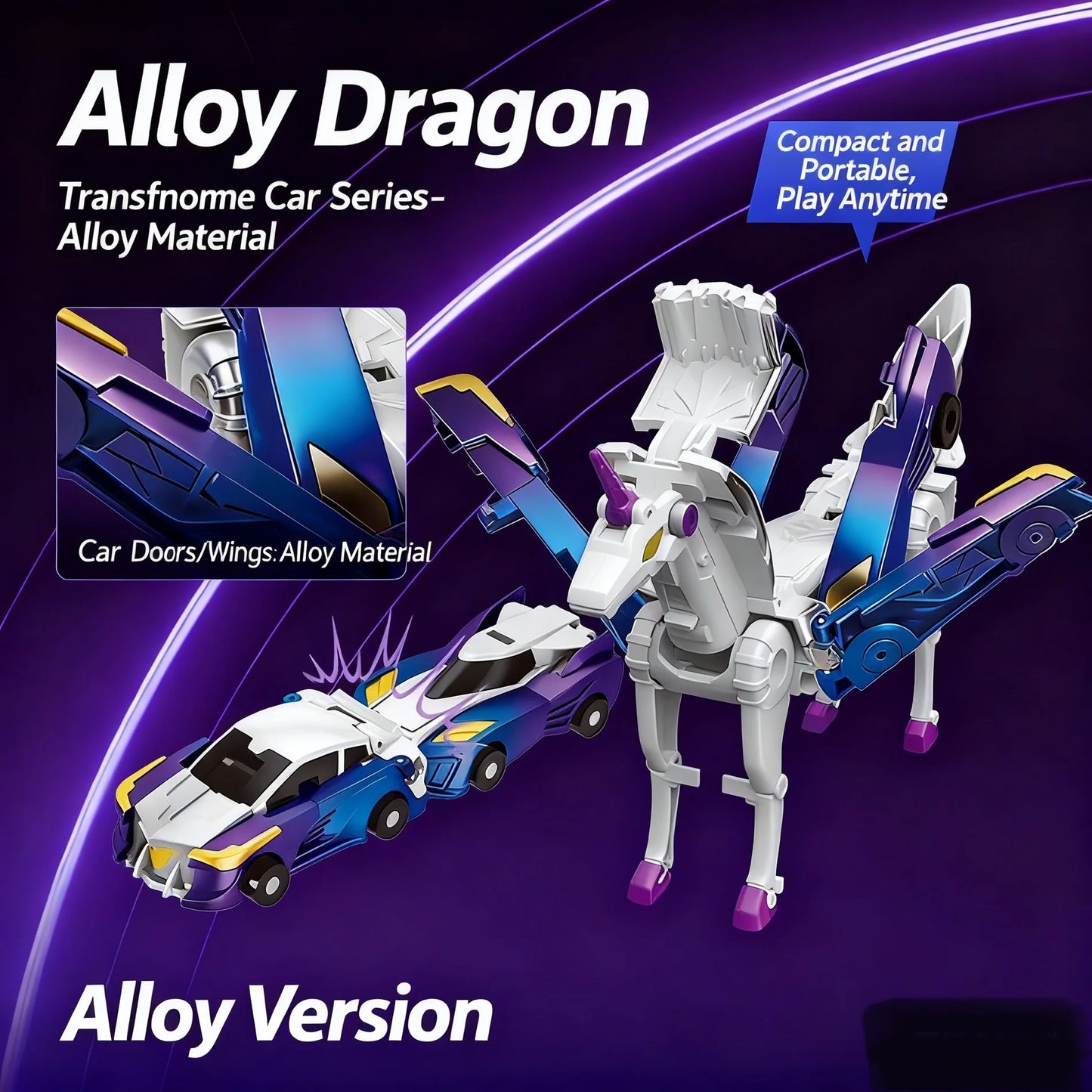 Car God Quick Transformation Toy Dinosaur Flying  Pegasus Unicorn