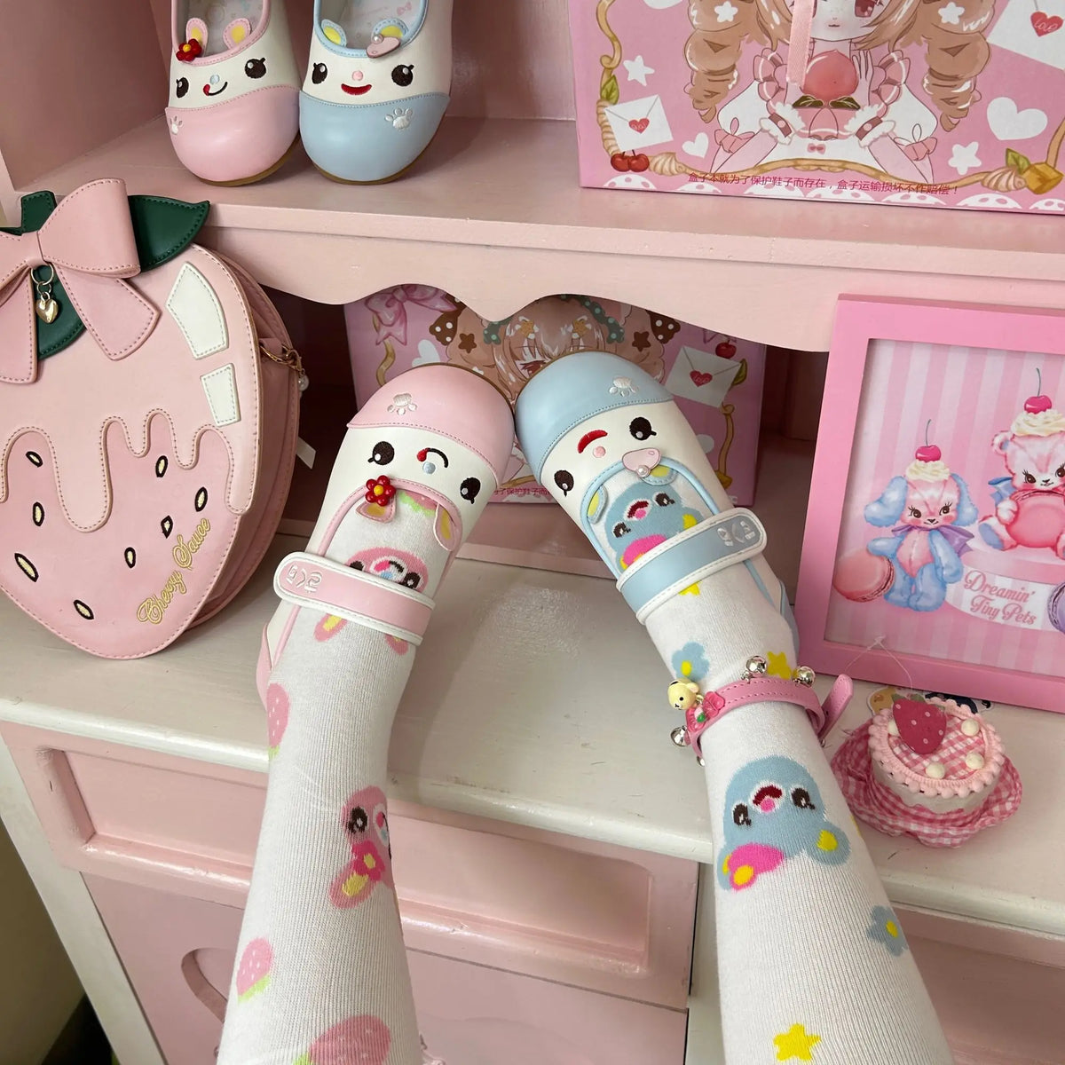 Summer Autumn New Sweet Girl Cute Indoor Round-toe Shoes Japanese Cartoon Mp Jojifuku Lolita Flat Shoes Y2k Accessories