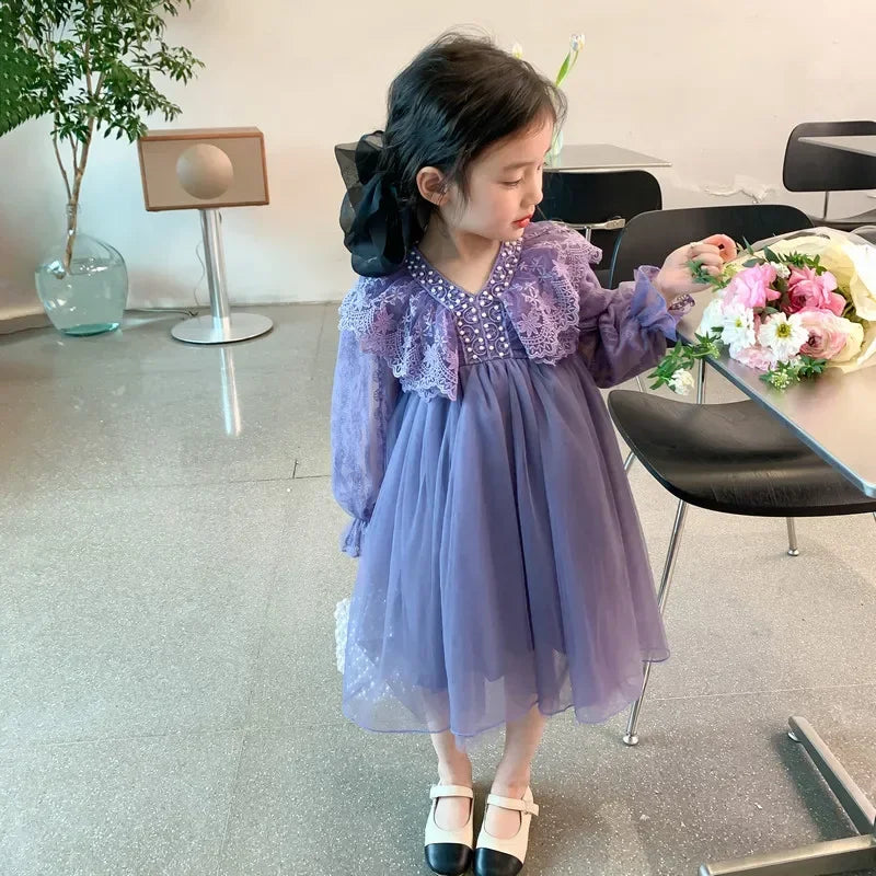 Autumn Winter Girls Dress Birthday Party Baby Long Sleeve Dresses