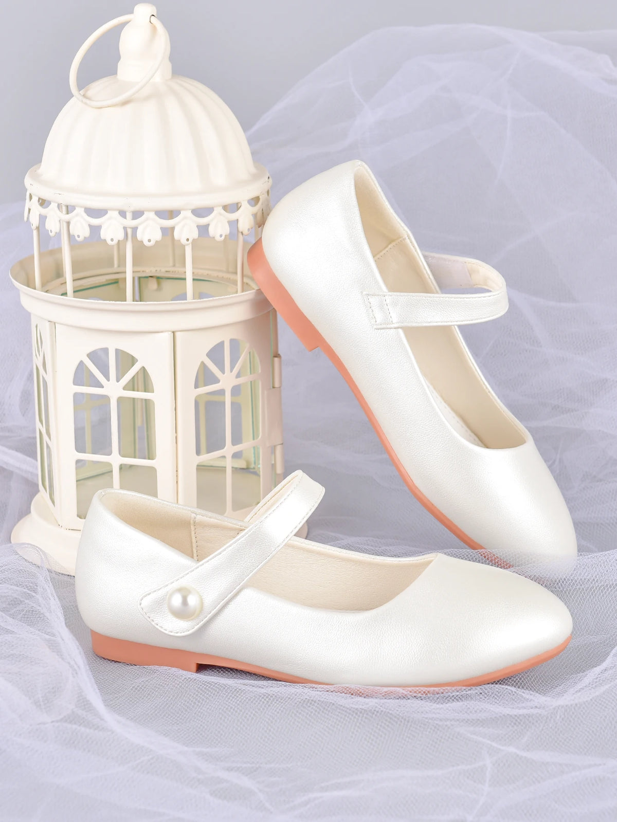 Girl's white princess shoes, suitable for children's performance dress with formal dress shoes