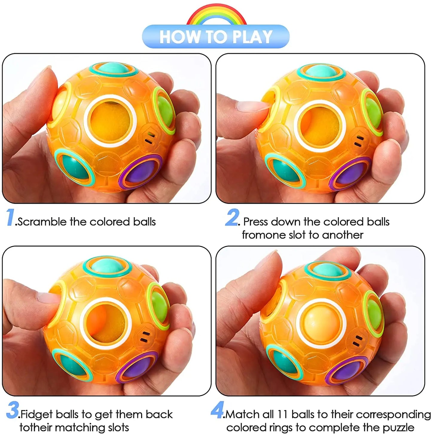 Magic Rainbow Puzzle Ball Speed Cube Ball Fun Stress Reliever Brain Teaser
