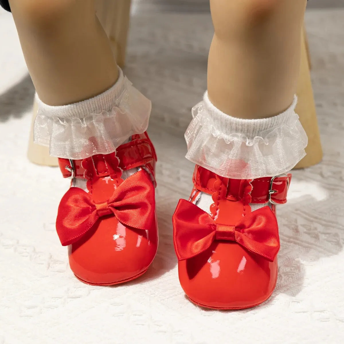 Meckior Baby Girls Shoes Classic Bowknot Rubber Sole Anti-slip PU Girls Dress Shoes