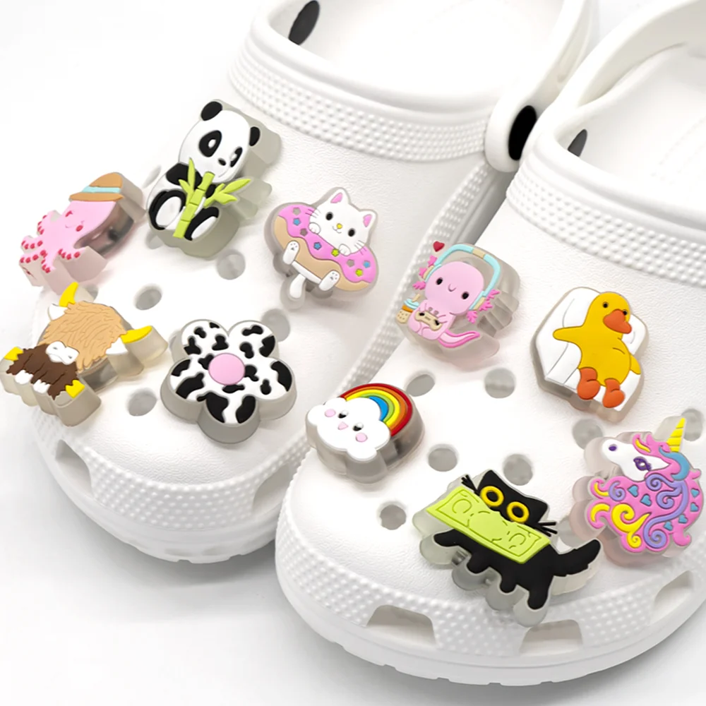 Pink Heart LED Shoe Charms for Girls,Cute Butterfly Cat Pin Accessories for Shoes