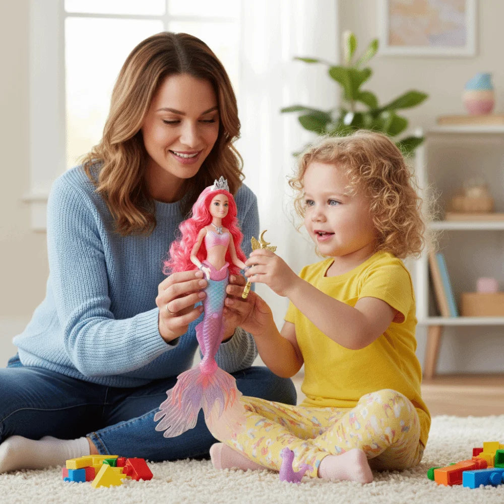 Cute Soft Light Light Music Mermaid 32cm Gentle Music Playhouse Toy Cartoon Children Gift Children Play