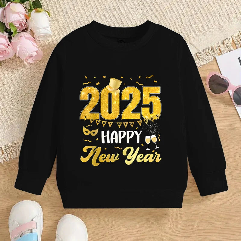 Tony 2025 Happy New Year Print Sweater - GuGuTon baby store - Baby Fashion - Toddlers Outfits - Babies Outfits - Toddler Clothes - Kids Clothing - Newborn Clothes - Newborn Wear - Kids Wear - Trending Clothes - Trending Outfits - Fall Fashion - Winter Fashion - Girls Clothes - Boys Clothes - Babies Wear - Kids Accessories - KidsWear - Summer Clothes - Summer Fashion - Summer Trend - Falls Sweaters - Tops - Bottom - Jeans - Blouse - Dresses - Newborn Dresses - Toys