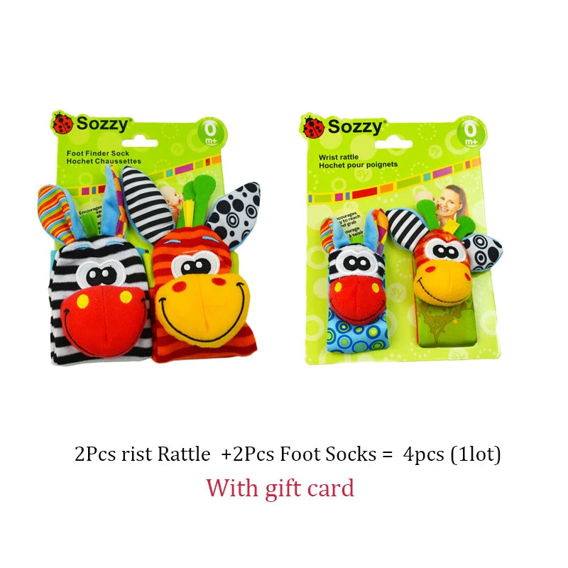 Baby Wrist Rattles Socks Newborn Animal Socks Infants Foot Finder 0-12 Months