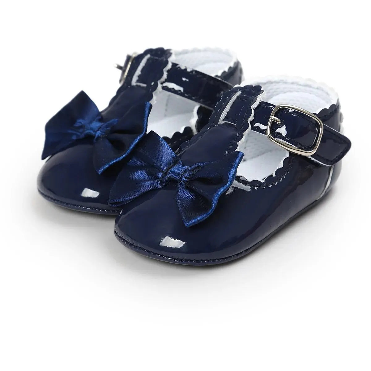 Meckior Baby Girls Shoes Classic Bowknot Rubber Sole Anti-slip PU Girls Dress Shoes