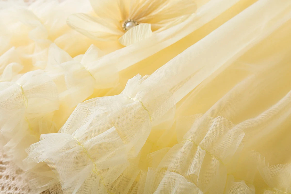 Toddler Girl Princess Pink Flower Decorated Wedding Party Dress