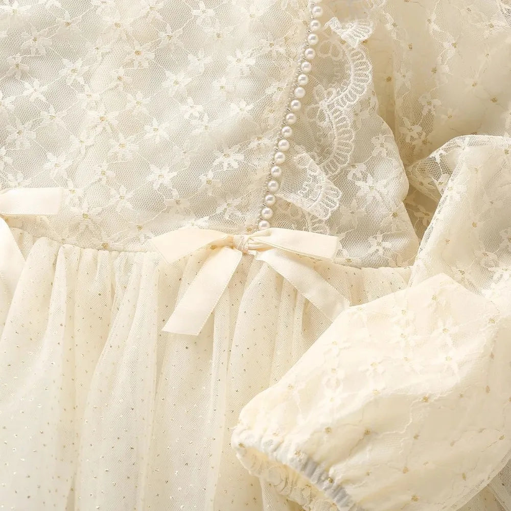 Autumn Girls lace Floral Dresses for Kids Clothes Baby Princess Dress
