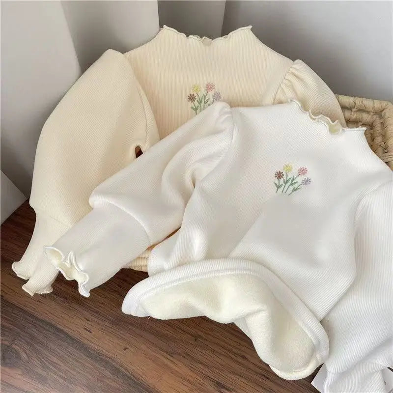 Esther Flower Embroidery Puff Sleeve Tops